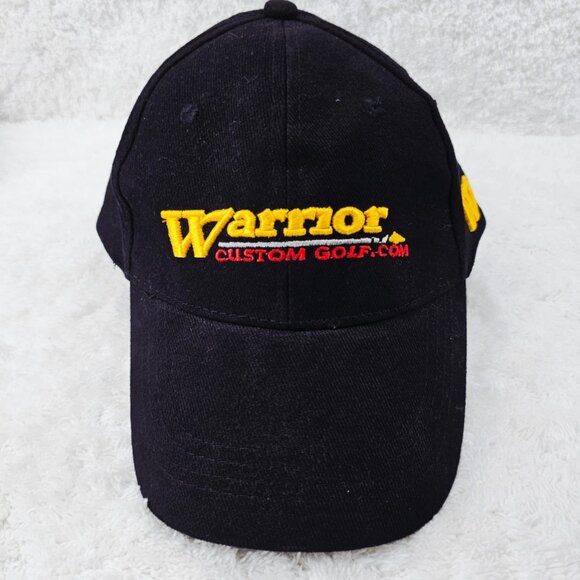 Warrior Custom Golf Promotional Advertising Black Baseball Cap Hat Adjustable - Picture 1 of 11